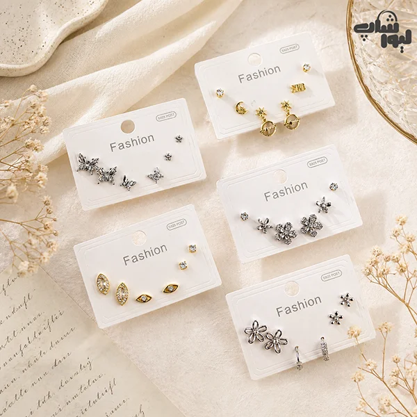 پک گوشواره میخی با میخ نقره کد 840